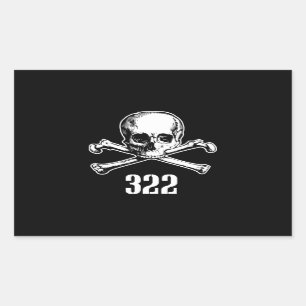 Pegatina Rectangular Calavera y huesos 322