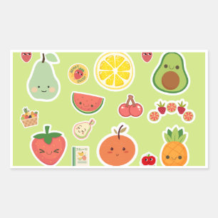 Pegatina Rectangular Calcomanías de Alimentos Tema Frutas