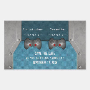 Pegatina Rectangular Calcomanías de Guardar Fecha de Videojuegos, Azule