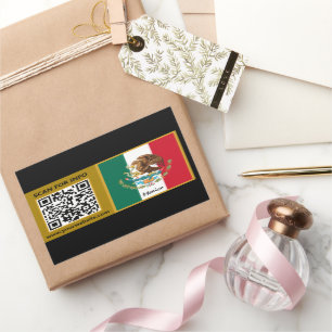 Pegatina Rectangular Calcomanías de México, Código QR moderno, Bandera