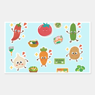 Pegatina Rectangular Calcomasías de alimentos tema vegetal