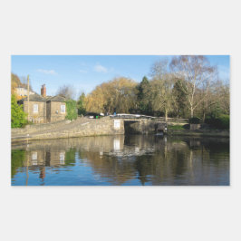 Pegatina Rectangular Calder and Hebble Navigation: Salterhebble Locks