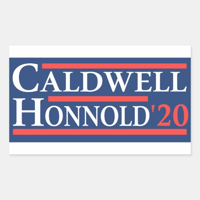 Pegatina Rectangular Caldwell Honnold 2020 (Anverso)