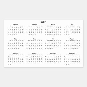 Pegatina Rectangular Calendario 2019
