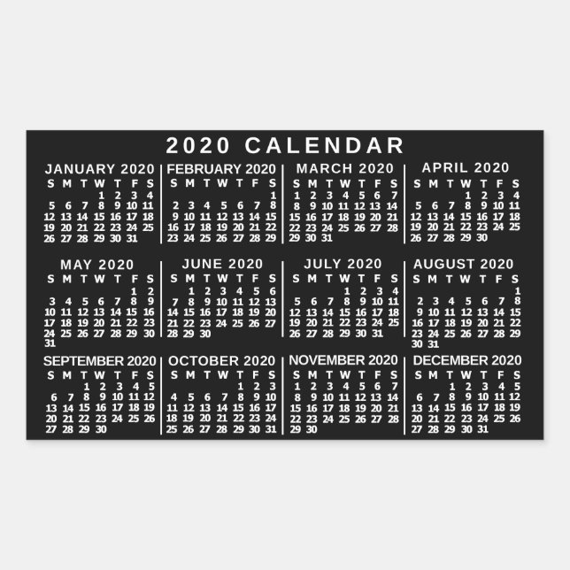 Pegatina Rectangular Calendario 2020 (Consulte Descripción de la nueva  (Anverso)