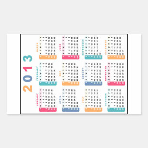 Pegatina Rectangular Calendario clásico 2013