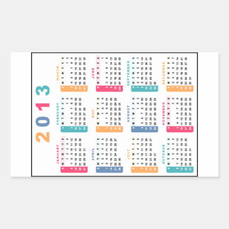 Pegatina Rectangular Calendario clásico 2013