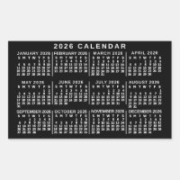 Calendario Mensual del Año 2026 Clásico Negro y Bl
