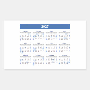 Pegatina Rectangular Calendario mensual rectangular 2027