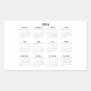 Pegatina Rectangular Calendario Rectangular Mensual de 2024