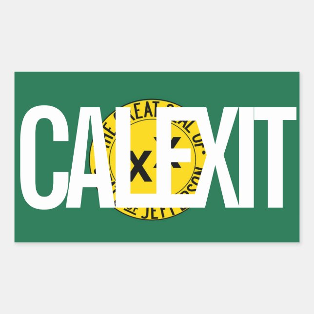 Pegatina Rectangular CALEXIT Estado de Jefferson (Anverso)