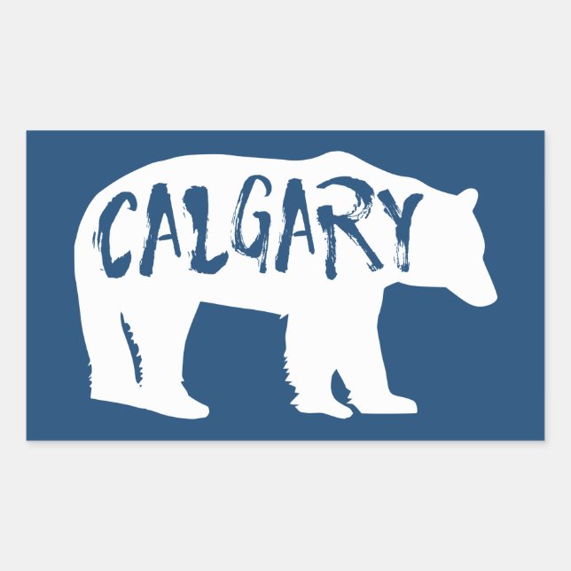 Pegatina Rectangular Calgary Alberta Bear (Anverso)
