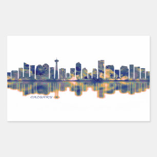 Pegatina Rectangular Calgary Skyline