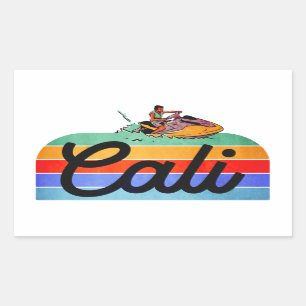 Pegatina Rectangular Cali Summer Vintage Style
