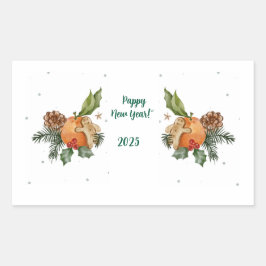 Pegatina Rectangular "Cálida acuarela invernal: cítricos y cookies"