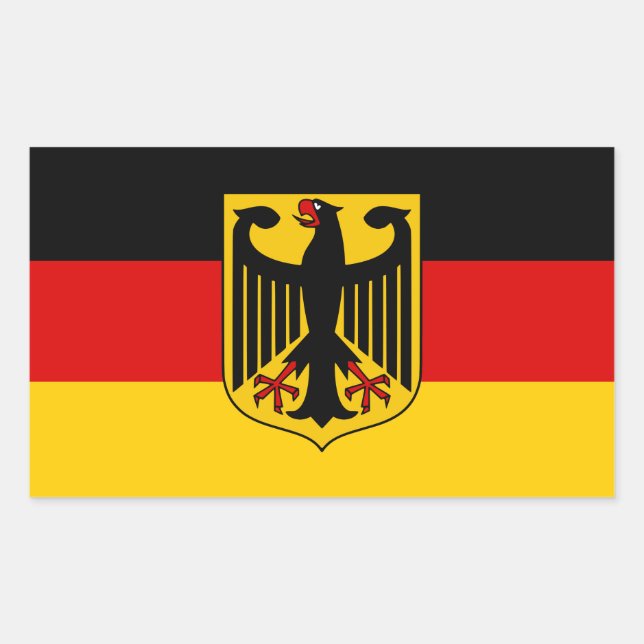 Pegatina Rectangular Calidad de la bandera de Alemania (Anverso)