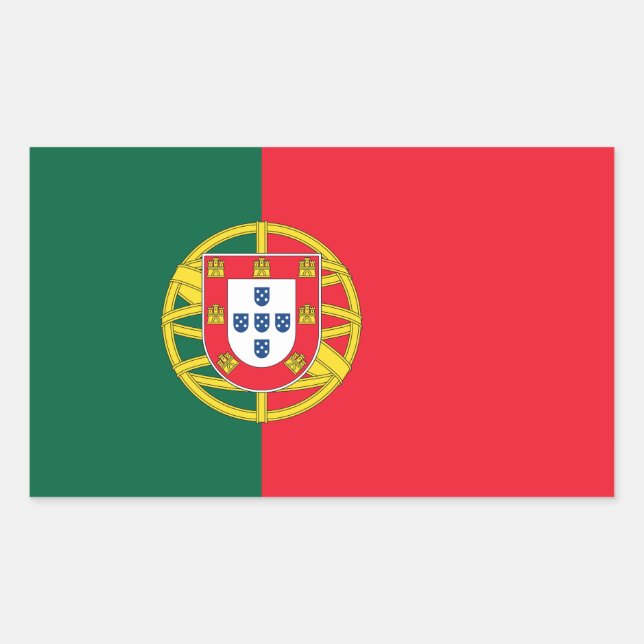 Pegatina Rectangular Calidad de la bandera portuguesa (Anverso)