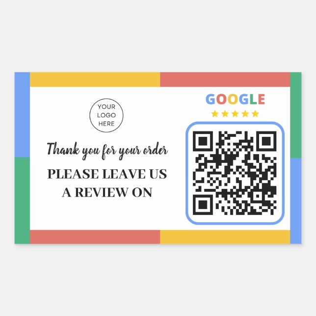 Pegatina Rectangular Calificación comercial con Google revisa el código (Anverso)