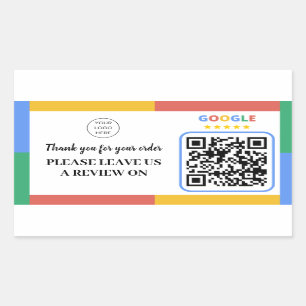 Pegatina Rectangular Calificación comercial con Google revisa el código