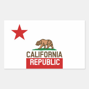 Pegatina Rectangular CALIFORNIA Bandera Estatal REPÚBLICA Gran Estrell