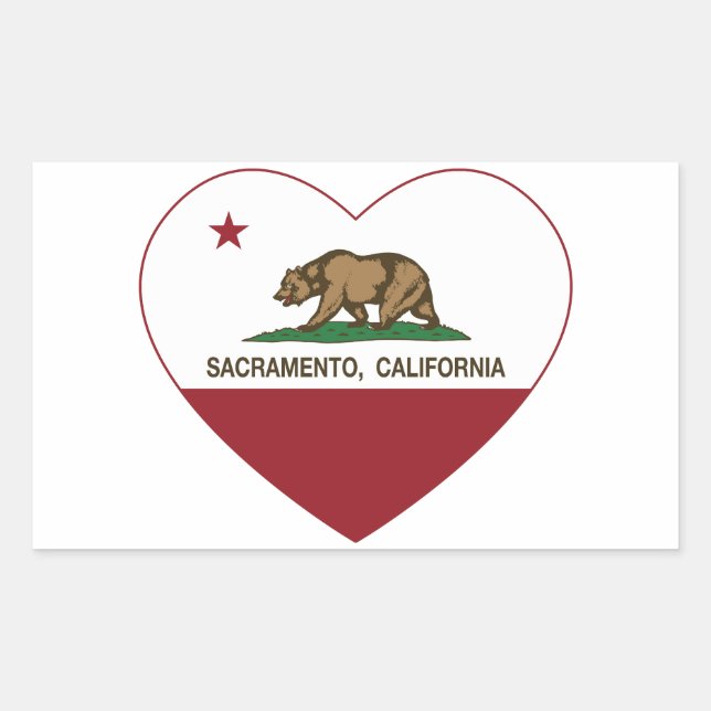Pegatina Rectangular california bandera sacramento corazón (Anverso)