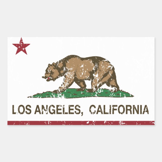 Pegatina Rectangular california flag los angeles angeles angustiado (Anverso)