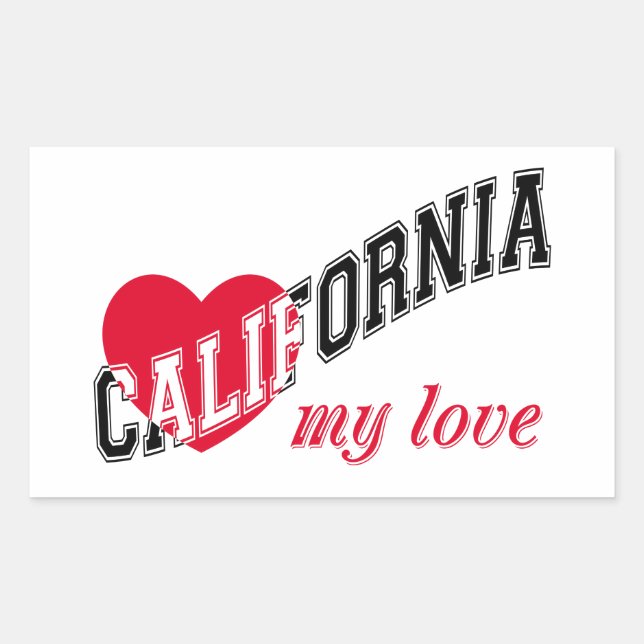Pegatina Rectangular California mi amor (Anverso)