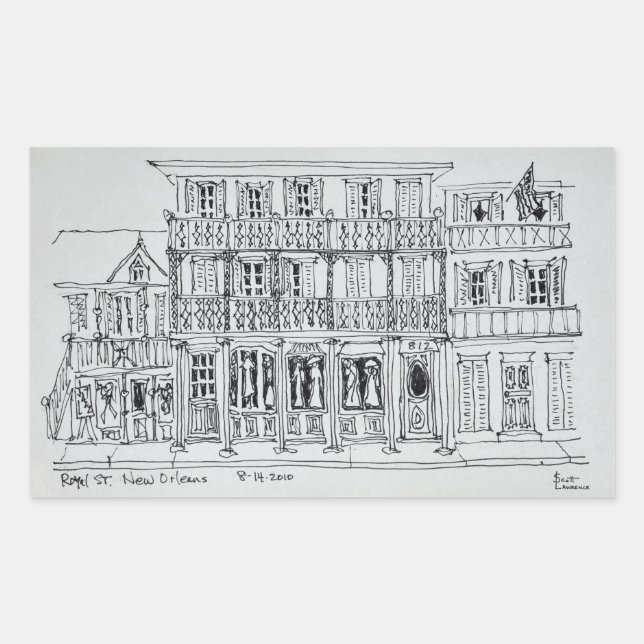 Pegatina Rectangular Calle real, barrio francés | Nueva Orleans (Anverso)