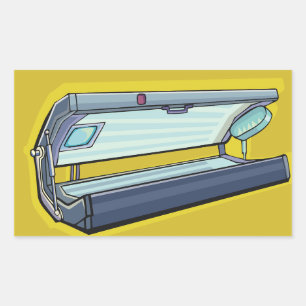 Pegatina Rectangular Cama de bronceado Spa Retro