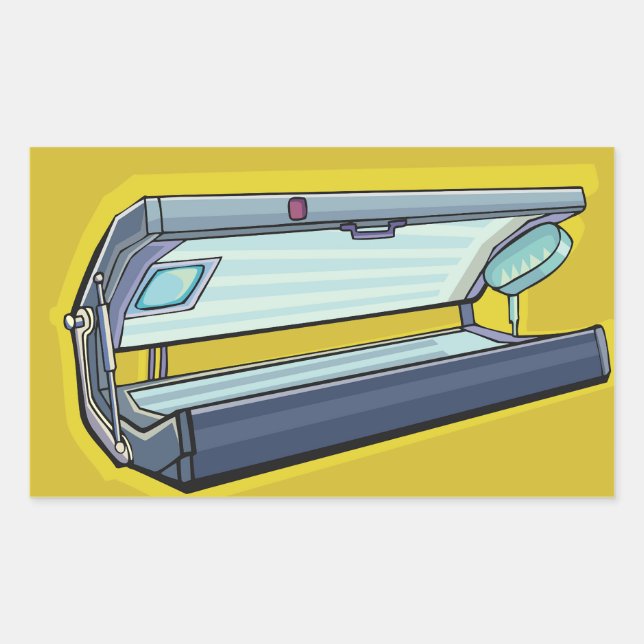 Pegatina Rectangular Cama de bronceado Spa Retro (Anverso)