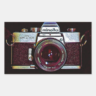Pegatina Rectangular Cámara manual Vintage SLR