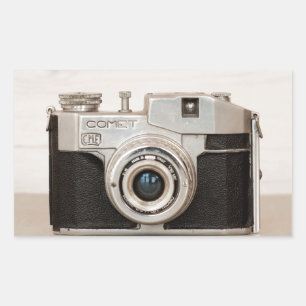 Pegatina Rectangular Cámara Vintage Comet