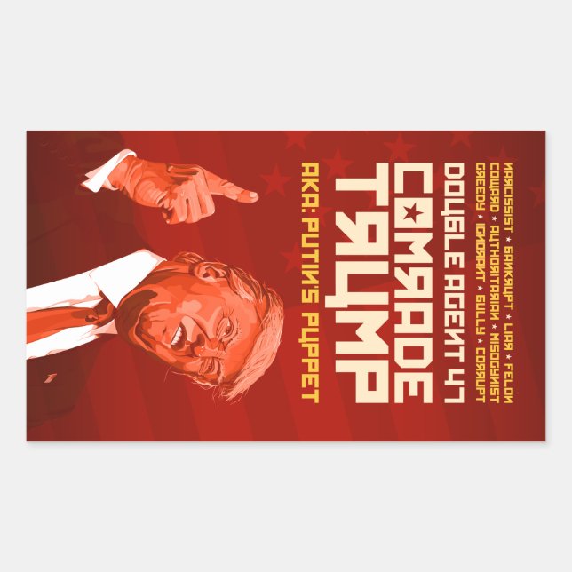 Pegatina Rectangular Camarada Trump: El doble agente (marioneta de Puti (Anverso)