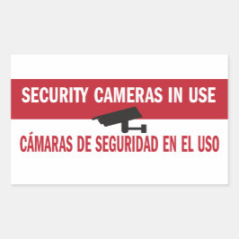 Pegatina Rectangular Cámaras de seguridad en uso inglés bilingüe en esp