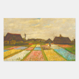 Pegatina Rectangular Camas de flores Vincent van Gogh en Holanda