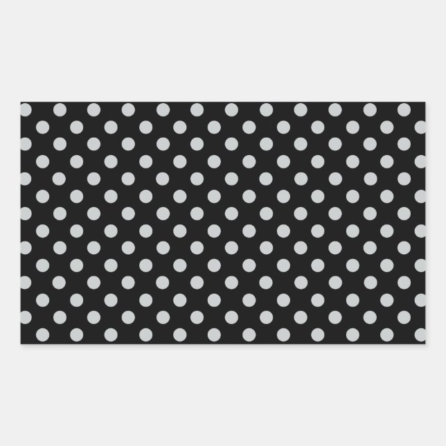 Pegatina Rectangular Cambiar puntos de polka gris Cualquier Personaliza (Anverso)