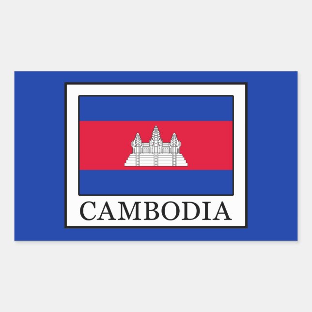 Pegatina Rectangular Camboya (Anverso)