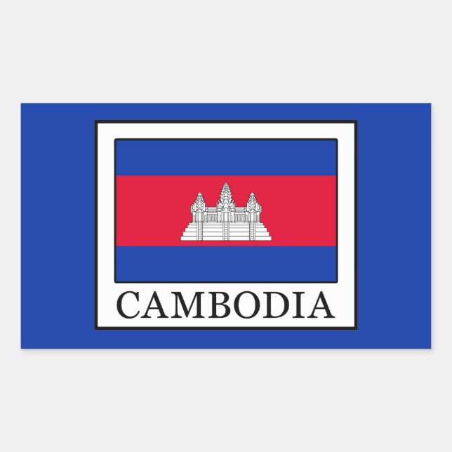 Pegatina Rectangular Camboya (Anverso)