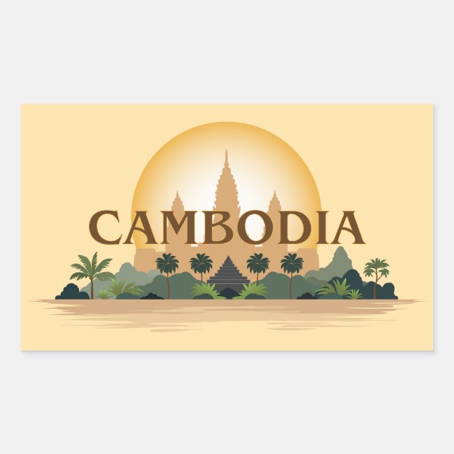 Pegatina Rectangular Camboya (Anverso)