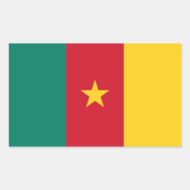Pegatina Rectangular Camerún/Bandera camerunesa (Anverso)