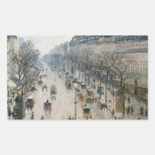 Pegatina Rectangular Camille Pissarro - El Boulevard Montmartre