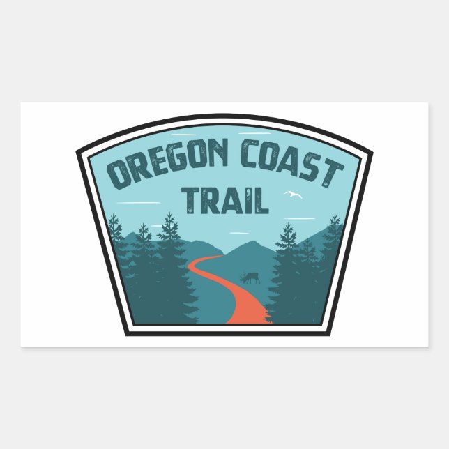 Pegatina Rectangular Camino costero de Oregon (Anverso)