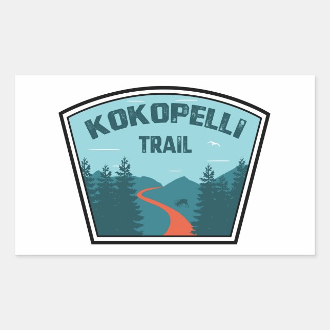 Pegatina Rectangular Camino de Kokopelli (Anverso)