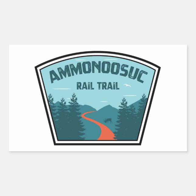 Pegatina Rectangular Camino de Rail Ammonoosuc New Hampshire (Anverso)