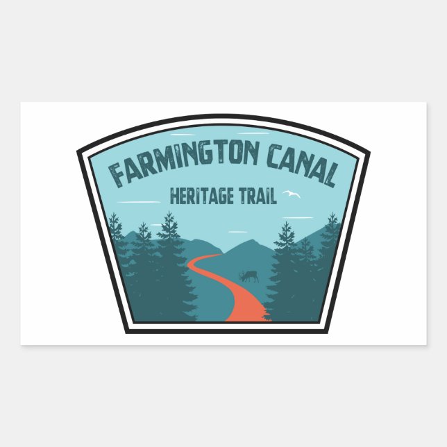 Pegatina Rectangular Camino del Patrimonio del Canal de Farmington (Anverso)