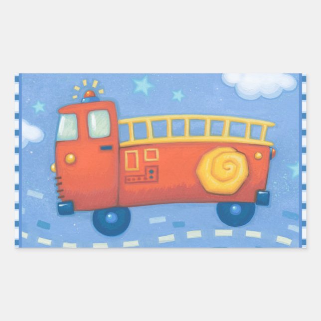 Pegatina Rectangular Camión de bomberos (Anverso)