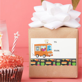 Pegatina Rectangular Camión de foodias de café de Plaza Sésamo