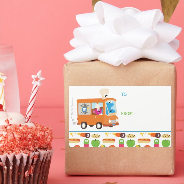 Pegatina Rectangular Camión de foodias de café de Plaza Sésamo (Fiesta)