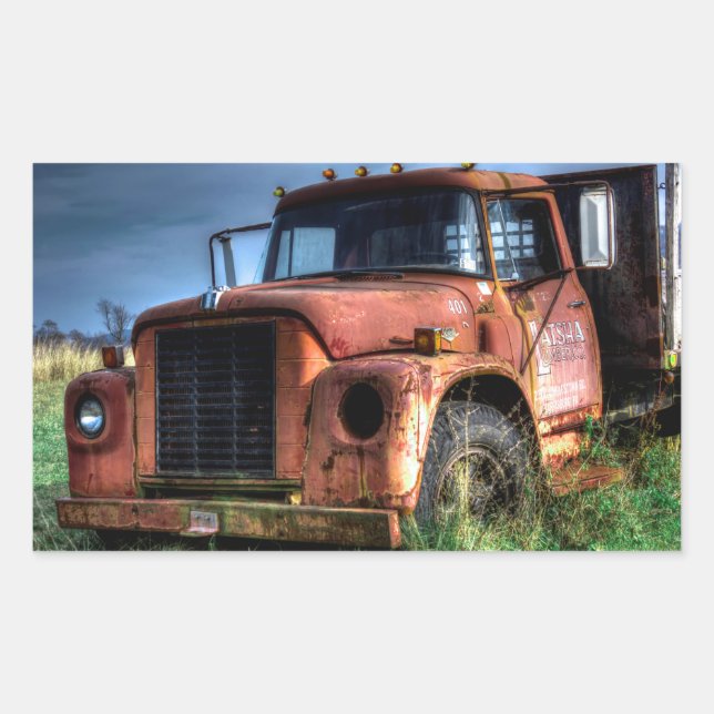 Pegatina Rectangular Camión de recolección de antigüedades de Red Inter (Anverso)