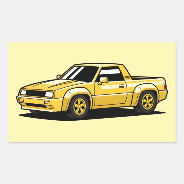 Pegatina Rectangular Camioneta Amarilla Audaz Toon (Anverso)